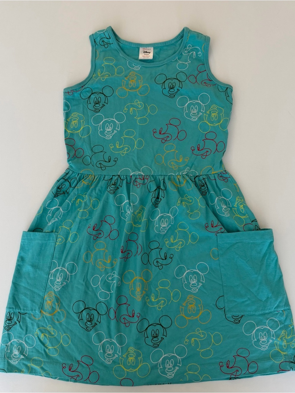Disney Collection by Hanna Anderson Teal Sleeveless Mickey Mouse Pocket Dress